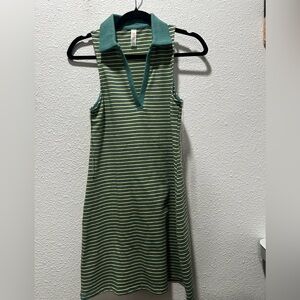 Mono B Teal and Cream Striped Top